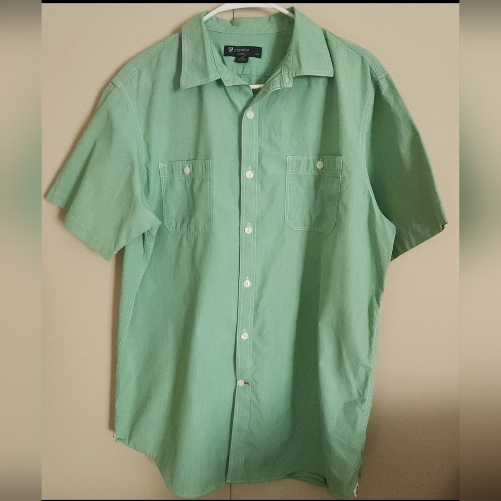 M26 Cremieux Classics mint green short sleeve button down men's shirt